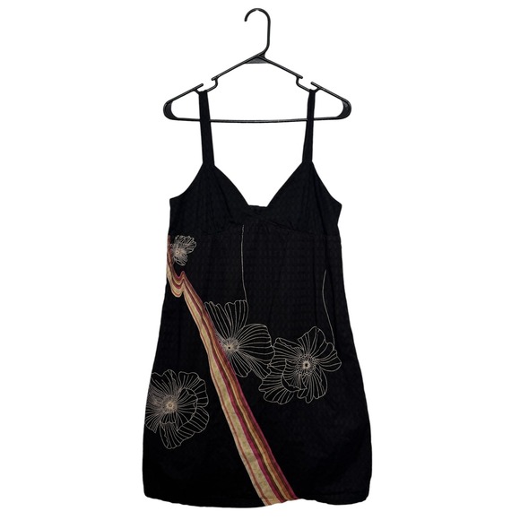 Roxy Dresses & Skirts - Roxy Vintage Y2K Retro Floral Mini Dress Black Cotton Button Back Women's Large